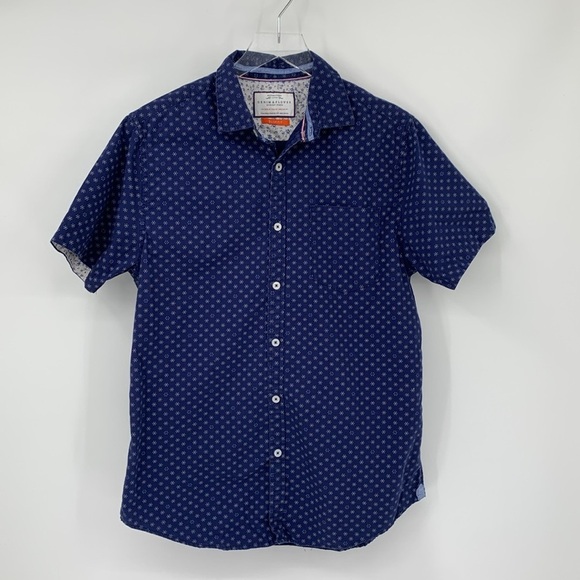 Denim and Flower Ricky Singh slim fit button front shirt navy blue cotton men M - Picture 1 of 4